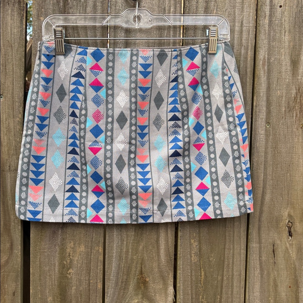 Hollister Mini Skirt with Blue and Pink Geometric Design - Picture 3 of 4